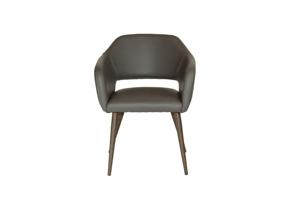 Friday – Stationary Chair with Faux Leather Grey Seat and Backrest by Furnishings Mate – Faux Wood Walnut Steel Frame - Stools Canada