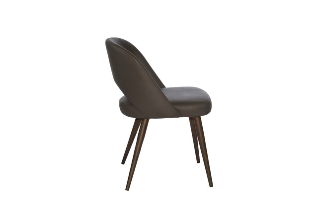 Henrick – Stationary Chair with Faux Leather Grey Seat and Backrest by Furnishings Mate – Faux Wood Walnut Steel Frame - Stools Canada