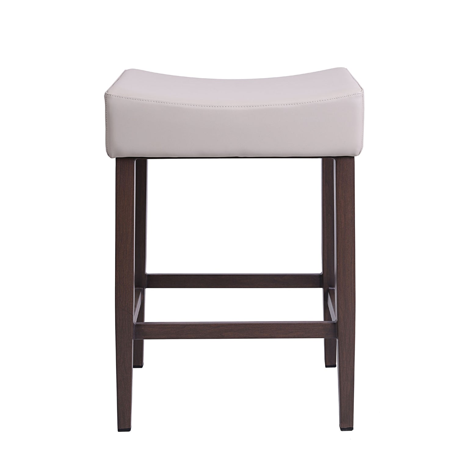 Jack – Stationary Backless Stool with Faux Leather Oatmeal Seat by Furnishings Mate – Faux Wood Walnut Steel Frame - Stools Canada