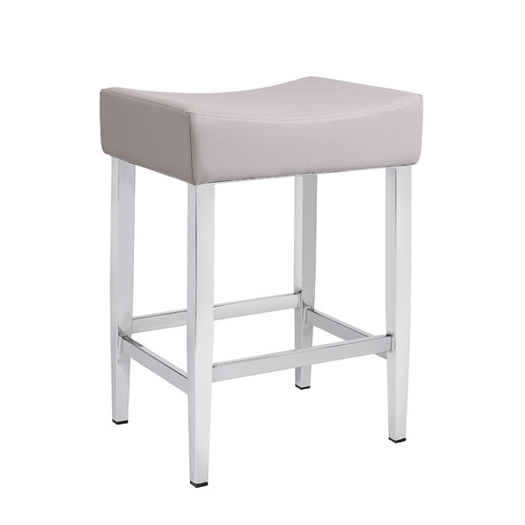 Jack – Stationary Backless Stool with Faux Leather Oatmeal Seat by Furnishings Mate – Polished Chrome Steel Frame - Stools Canada