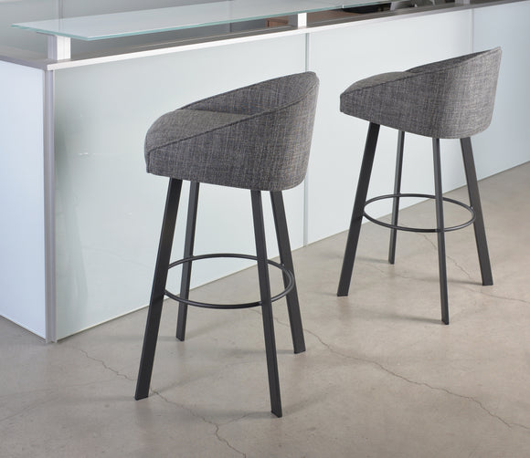 Liv - Swivel Stool with Upholstered Seat and Backrest by Trica - Stools Canada