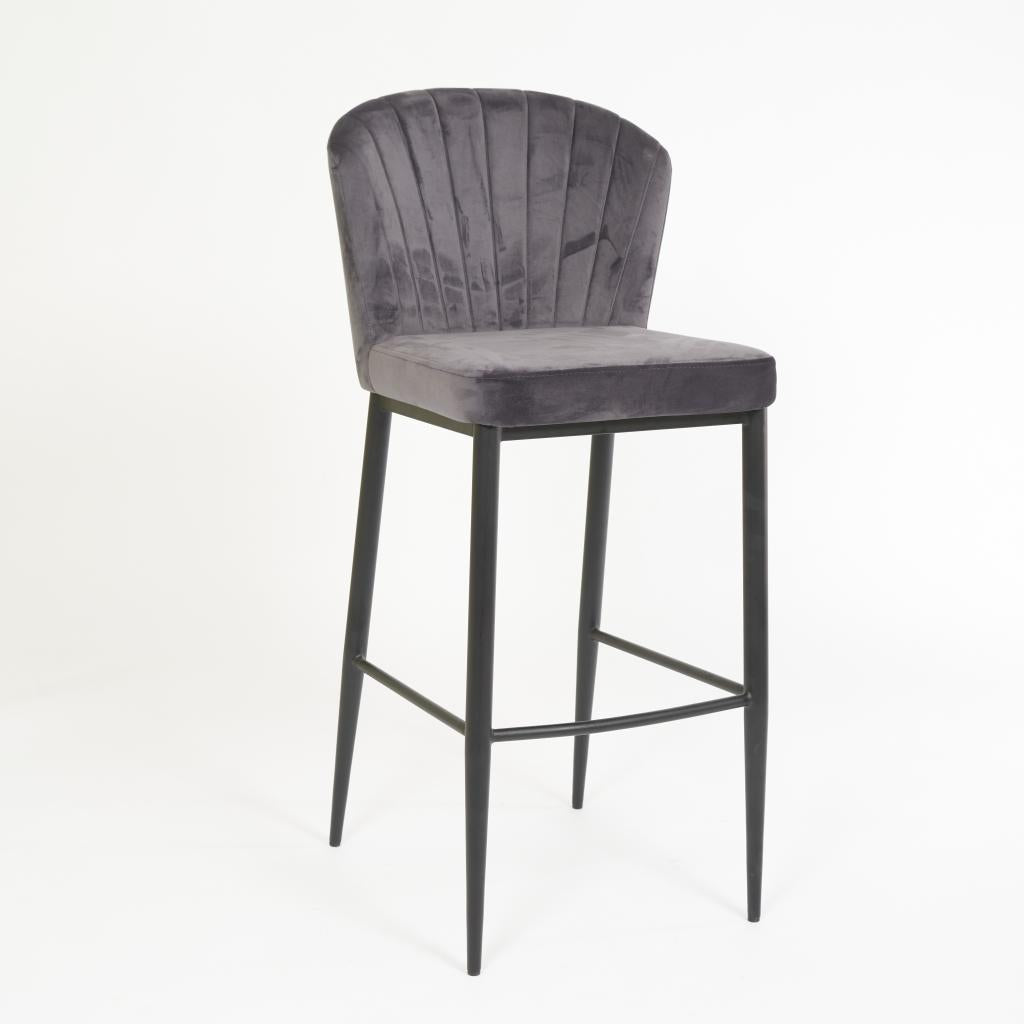 Sea Shell – Stationary Stool with Upholstered Graphie Seat and Backrest by Furnishings Mate – Matte Black Steel Frame - Stools Canada