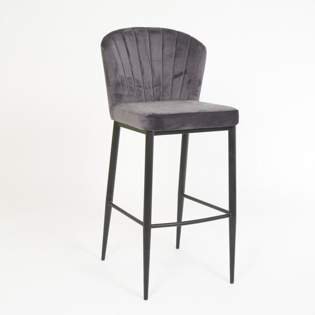 Sea Shell – Stationary Stool with Upholstered Graphie Seat and Backrest by Furnishings Mate – Matte Black Steel Frame - Stools Canada