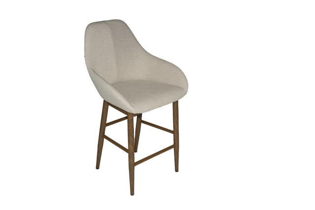 Shindig – Stationary Stool with Upholstered Dove Seat and Backrest by Furnishings Mate –Faux Wood Walnut Steel Frame - Stools Canada