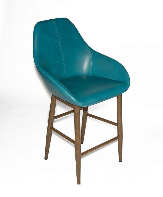 Shindig – Stationary Stool with Faux Leather Impala Seat and Backrest by Furnishings Mate – Faux Wood Walnut Steel Frame - Stools Canada