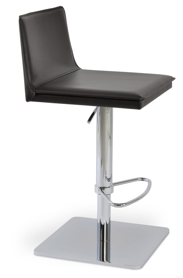 Tiffany - Piston Stools with Brown Bonded Leather Seat and Stainless Steel Piston Base by BNT sohoConcept - Stools Canada