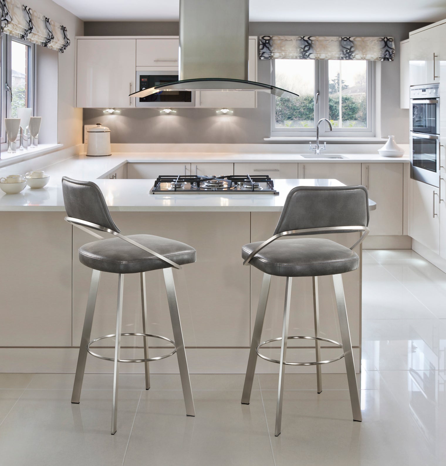 Wish - Swivel Stool with Upholstered Seat and Backrest by Trica - Stools Canada