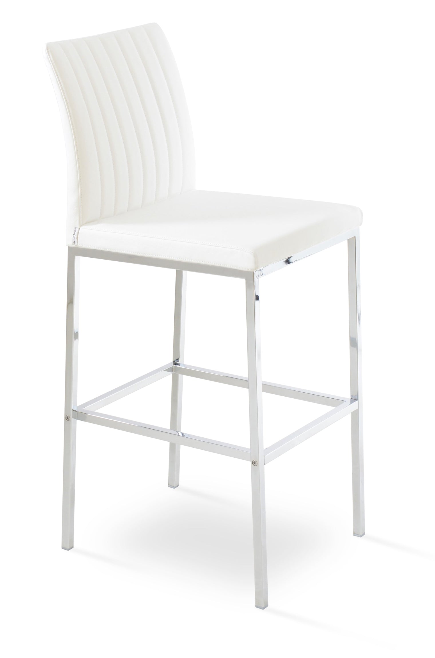 Zeyno - Metal Stool with White Leatherette Seat and Chrome Metal Base by BNT sohoConcept - Stools Canada