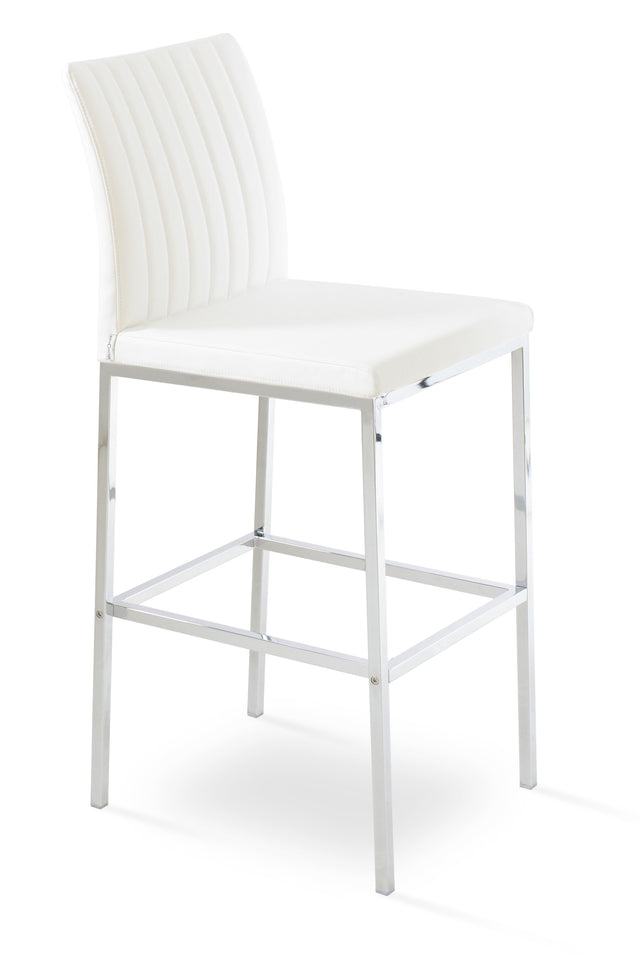 Zeyno - Metal Stool with White Leatherette Seat and Chrome Metal Base by BNT sohoConcept - Stools Canada
