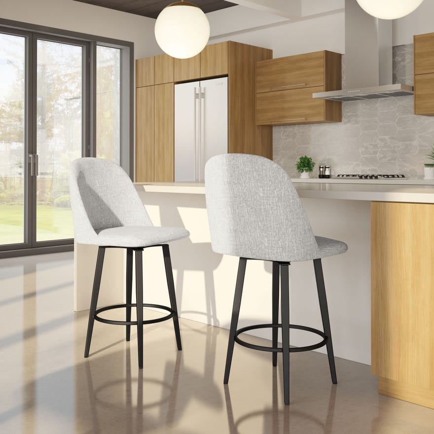 Zahra – Swivel Stool with Upholstered Seat and Backrest by Amisco – 41334 - Stools Canada