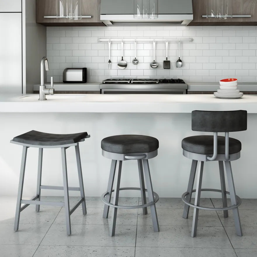 Bryce - Backless Swivel Stool with Upholstered Seat by Amisco - 41444