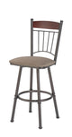 Allan - Swivel Stool with Upholstered Seat and Wood Accent Backrest by Trica - Stools Canada