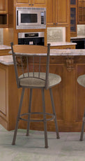 Allan - Swivel Stool with Upholstered Seat and Wood Accent Backrest by Trica - Stools Canada
