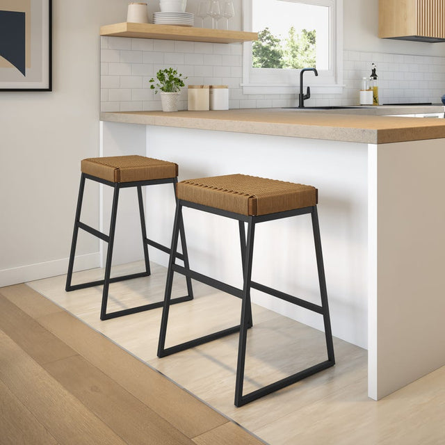 Bryan - Non Swivel Stool with Danish Cord Seat by Amisco - 40032 - Stools Canada