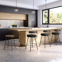 Costa - Swivel Stool with Upholstered Seat and Metal Backrest by Amisco - 41563 - Stools Canada