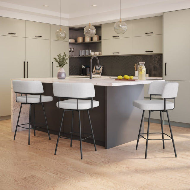 Enya - Swivel Stool with Upholstered Seat and Backrest by Amisco - 41562 - Stools Canada