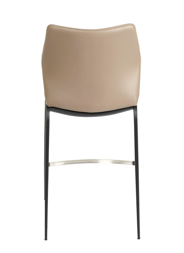 Ka – Stationary Stool with Faux Leather Lite Taupe Seat and Backrest by Furnishings Mate – Matte Black Frame