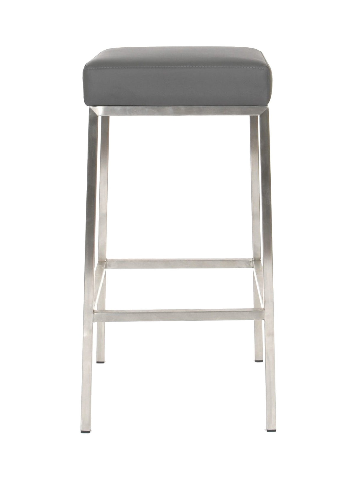 Lloyd – Stationary Stool with Faux Leather Grey Seat by Furnishings Mate – Brushed Stainless Steel Frame