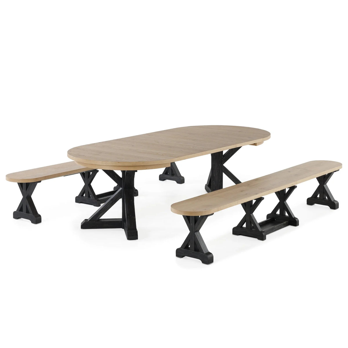 Gather Dining Set: Round Table + 2 Benches