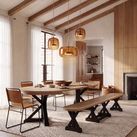 Gather Dining Set: Round Table + 1 Bench