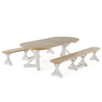 Gather Dining Set: Round Table + 2 Benches