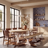 Gather Dining Set: Round Table + 1 Bench