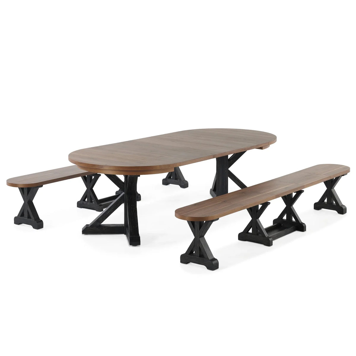 Gather Dining Set: Round Table + 2 Benches
