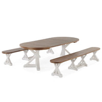 Gather Dining Set: Round Table + 2 Benches