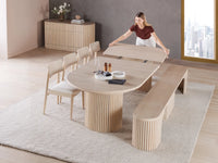 Transformer Round Dining Set - The Host | Table, 4x Chairs & Bench