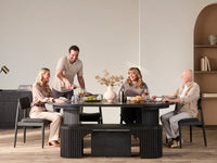Transformer Round Dining Set - The Host | Table, 4x Chairs & Bench
