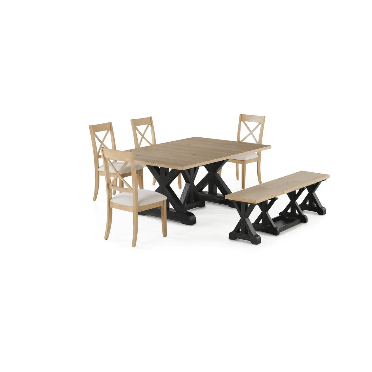 Gather Dining Set: Table + 1 Bench + 6 Chairs