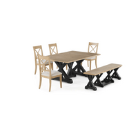 Gather Dining Set: Table + 1 Bench + 6 Chairs