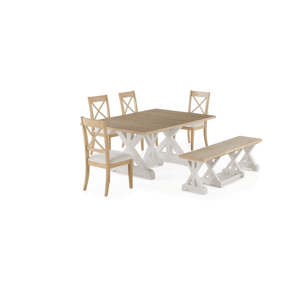 Gather Dining Set: Table + 1 Bench + 6 Chairs