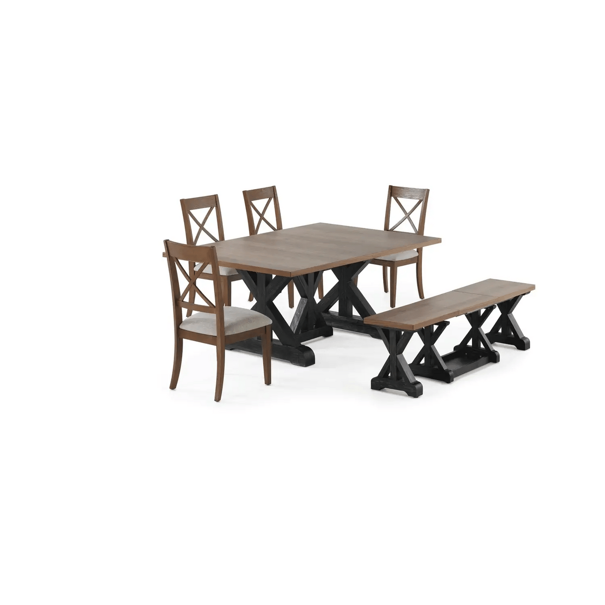 Gather Dining Set: Table + 1 Bench + 6 Chairs