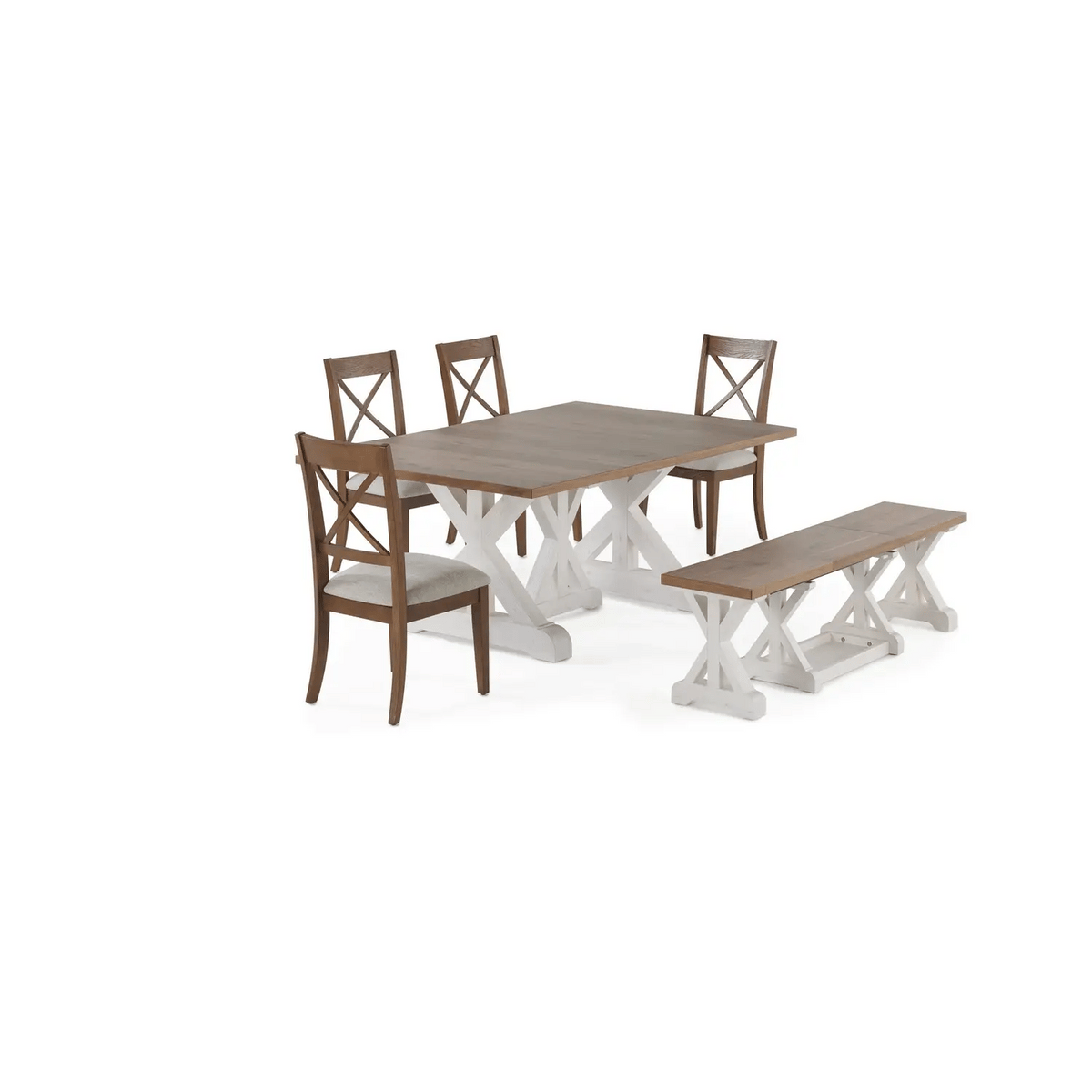 Gather Dining Set: Table + 1 Bench + 6 Chairs