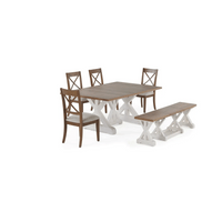 Gather Dining Set: Table + 1 Bench + 6 Chairs
