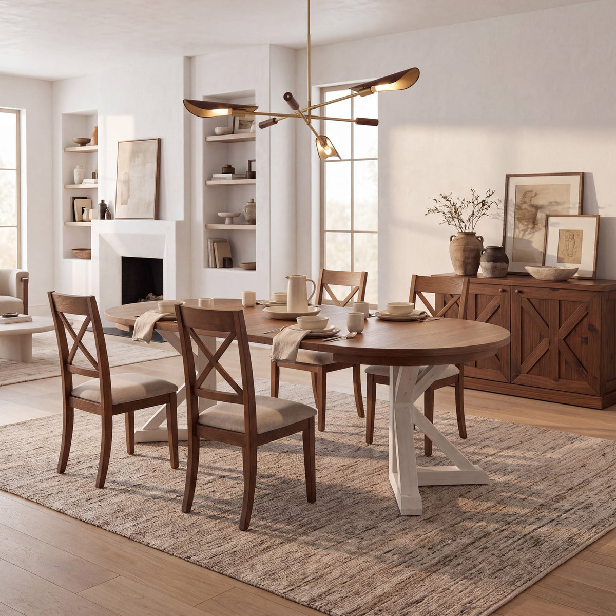 Gather Dining Set: Round Table + 4 Chairs
