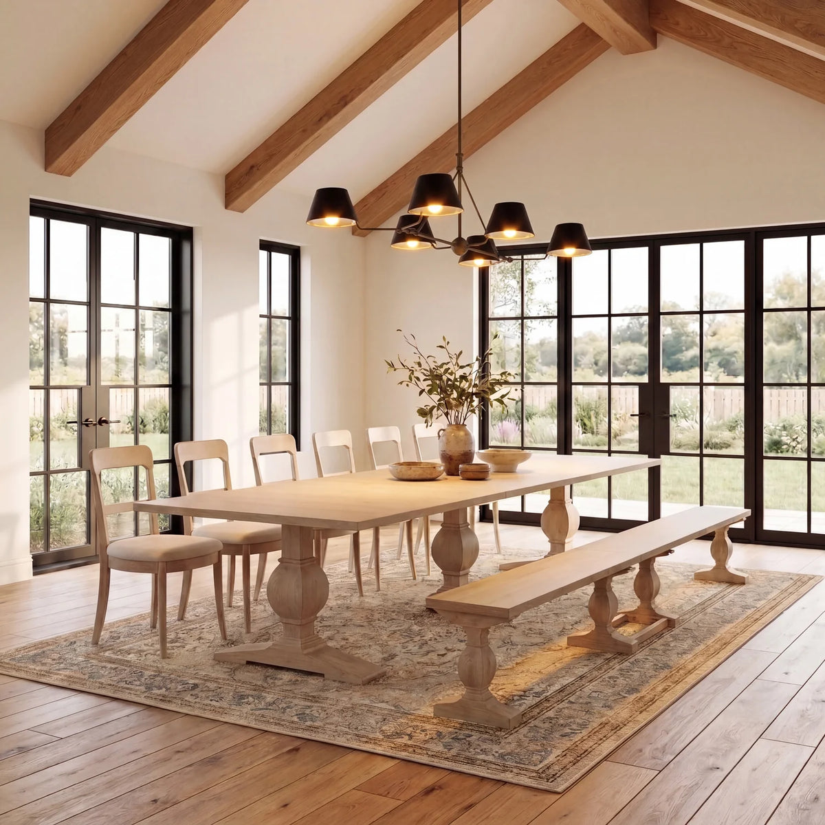 Savor Dining Set: Table + 1 Bench + 6 Chairs