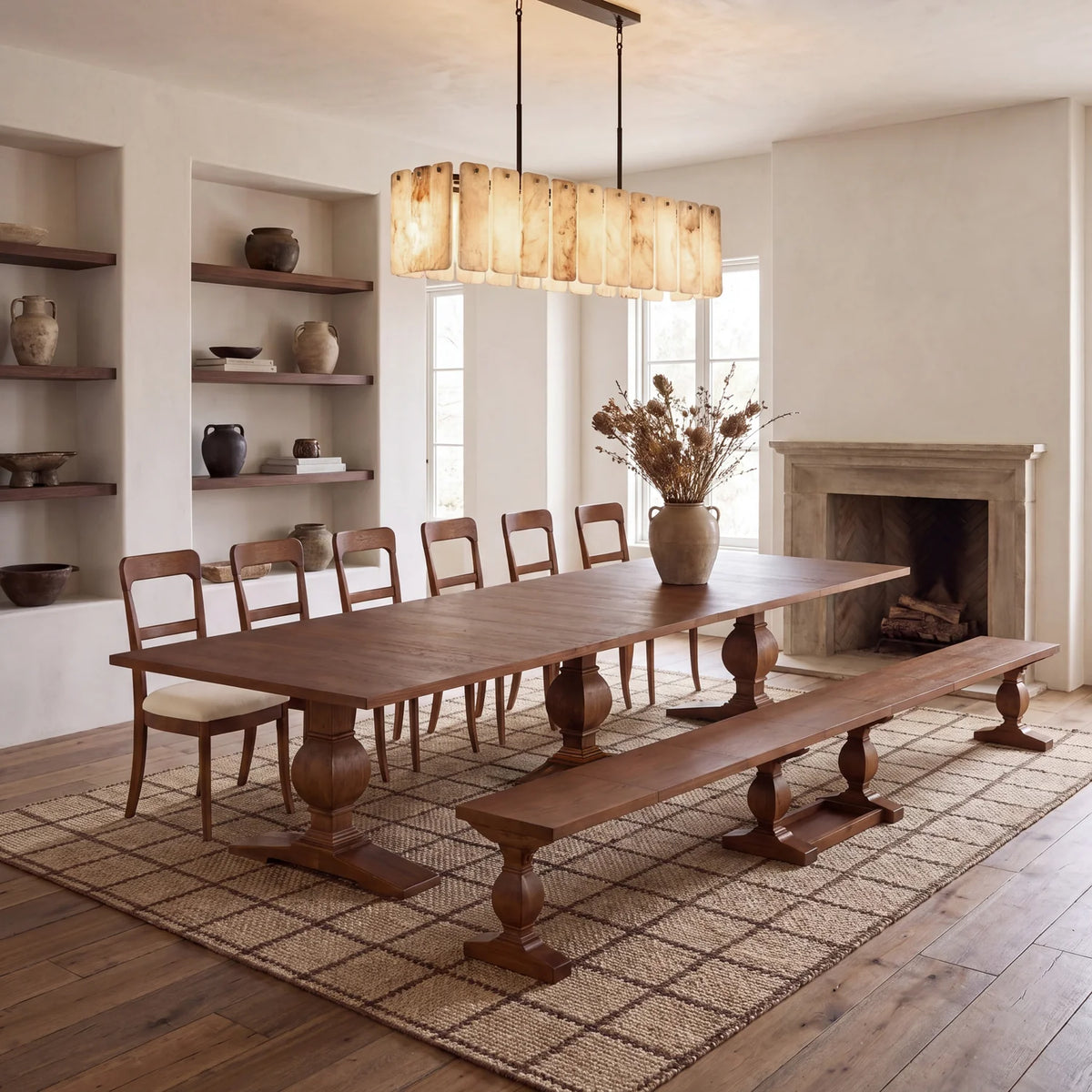 Savor Dining Set: Table + 1 Bench + 6 Chairs