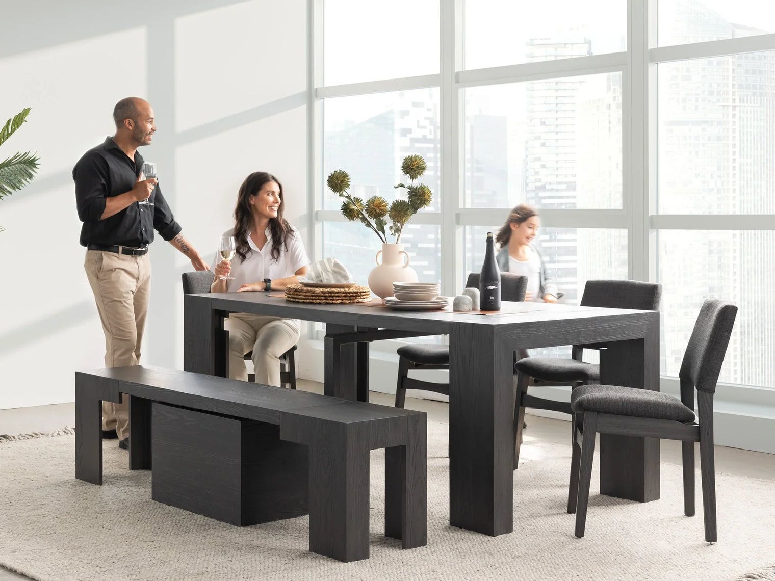 Transformer Dining Set - The Host | Table, 4x Chairs & Bench