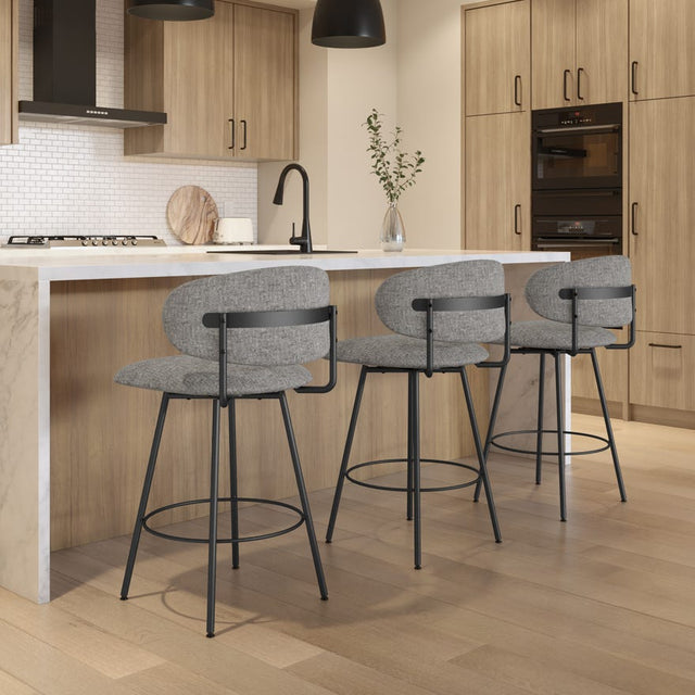 Wyatt - Swivel Stool with Upholstered Seat and Backrest by Amisco - 41564 - Stools Canada