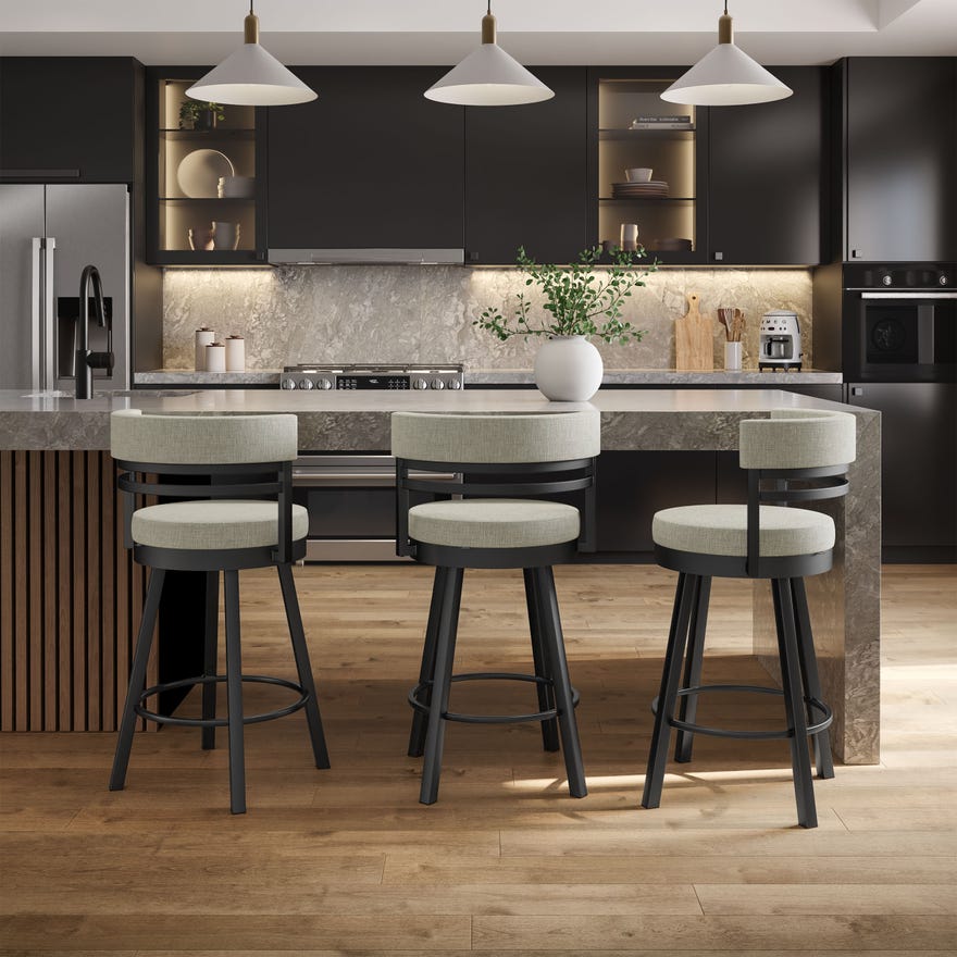 Ronny - Swivel Stool with Upholstered Seat and Backrest by Amisco