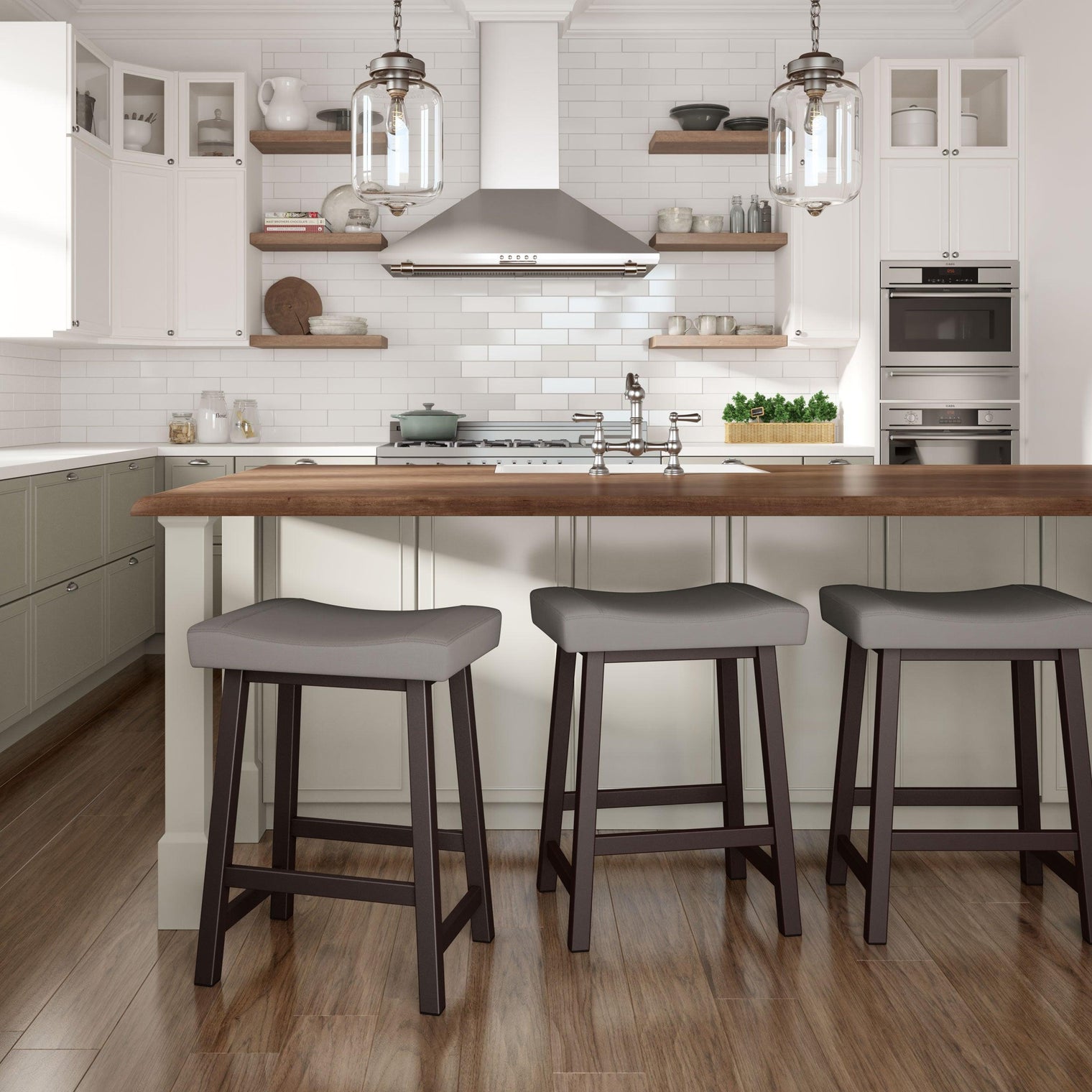 Miller - Stationary Backless Saddle Stool with Upholstered Seat by Amisco - 40035 - Stools Canada