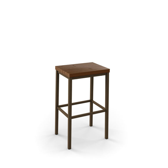 Bradley - Stationary Backless Stool with Distressed Wood Seat by Amisco - 40038 - Stools Canada