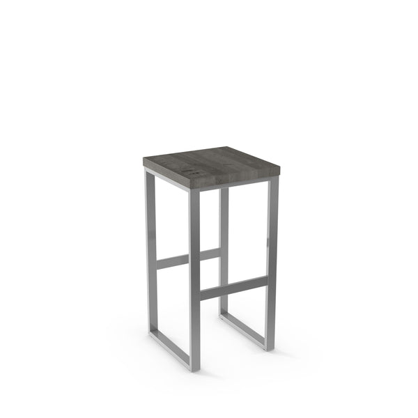 Aaron - Stationary Backless Stool with Distressed Wood Seat by Amisco - 40039 - Stools Canada