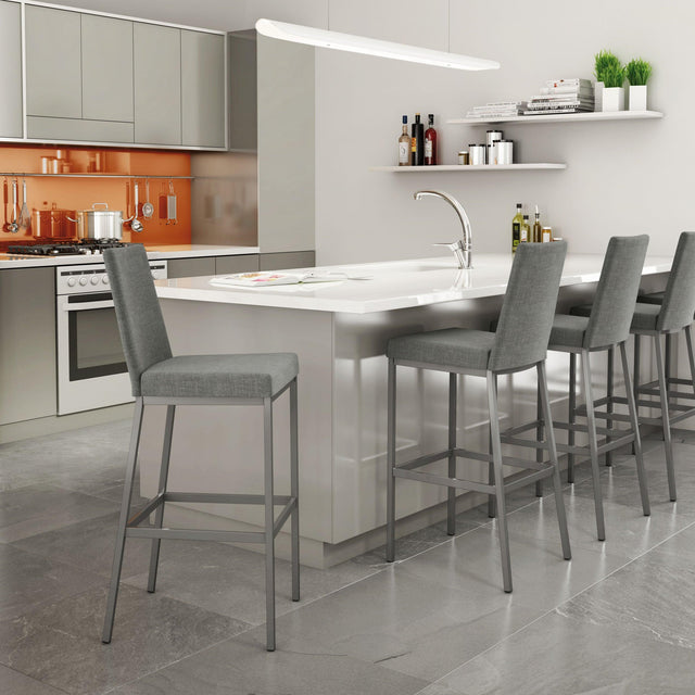 Linea - Stationary Stool with Upholstered Seat and Backrest by Amisco – 40320 - Stools Canada