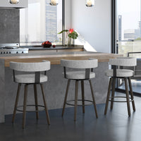 Fletcher Wood Stool - Swivel Stool with Upholstered Seat and Backrest by Amisco 41212 - Stools Canada