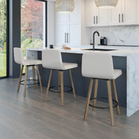 Visconti Wood Stool- Swivel Stool with Upholstered Seat and Backrest by Amisco 41253 - Stools Canada