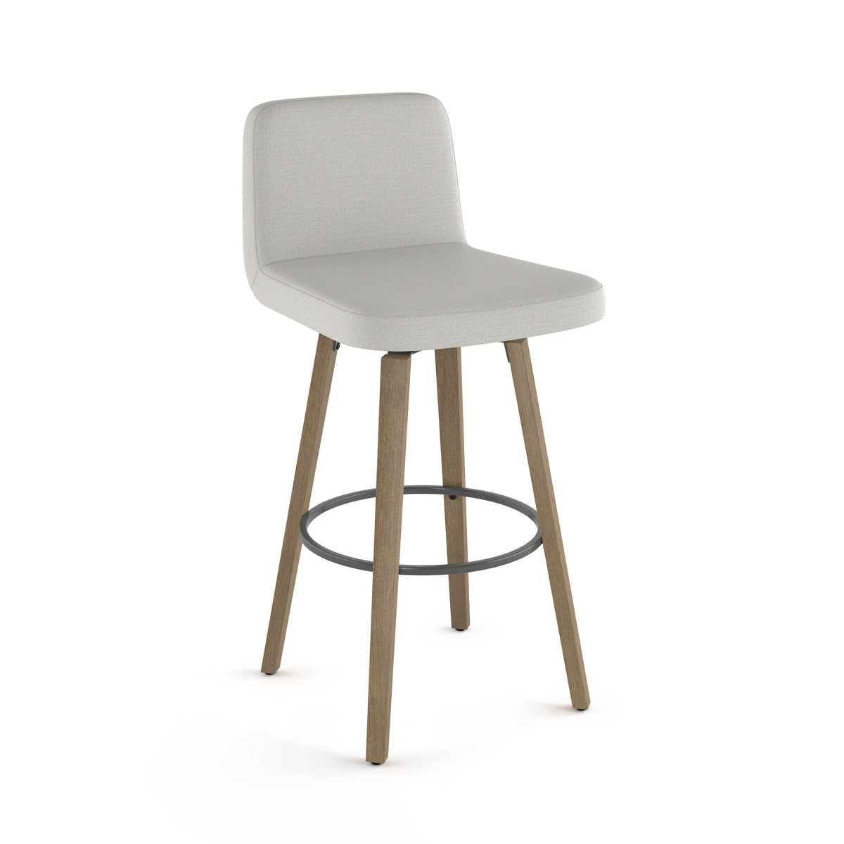 Visconti Wood Stool- Swivel Stool with Upholstered Seat and Backrest b ...