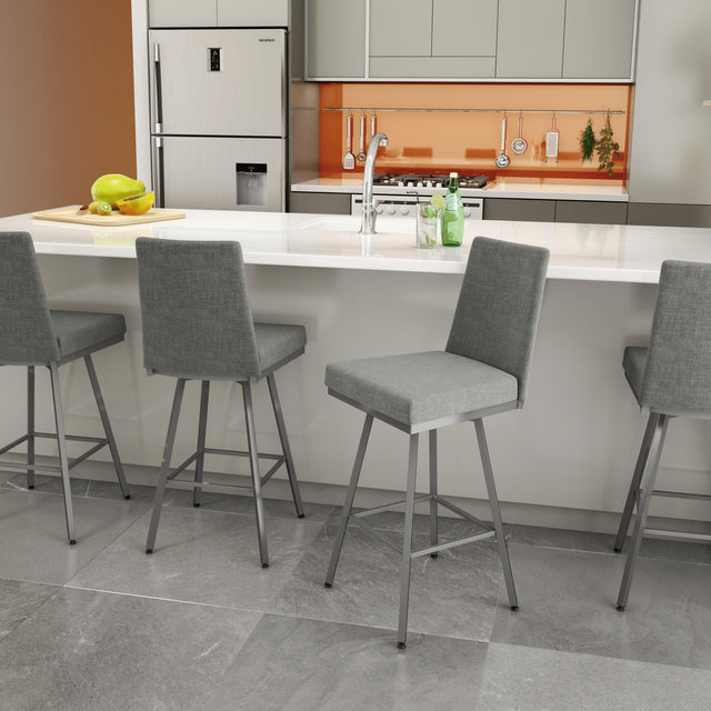 Linea - Swivel Stool with Upholstered Seat and Backrest by Amisco - 41320 - Stools Canada